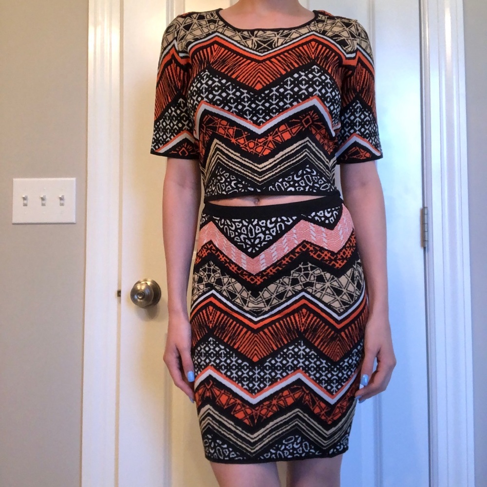 Patterned High Waisted Shirt and Skirt Set - Picture 1 of 4